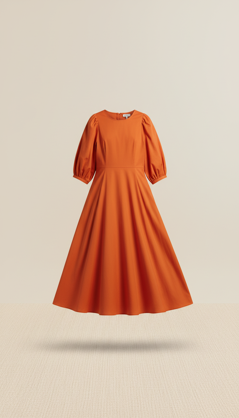 Cotton Midi Dress in Cobalt